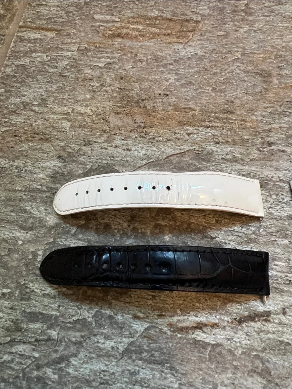 Michele Interchangeable White and Black & White Leather Watch Straps size 18